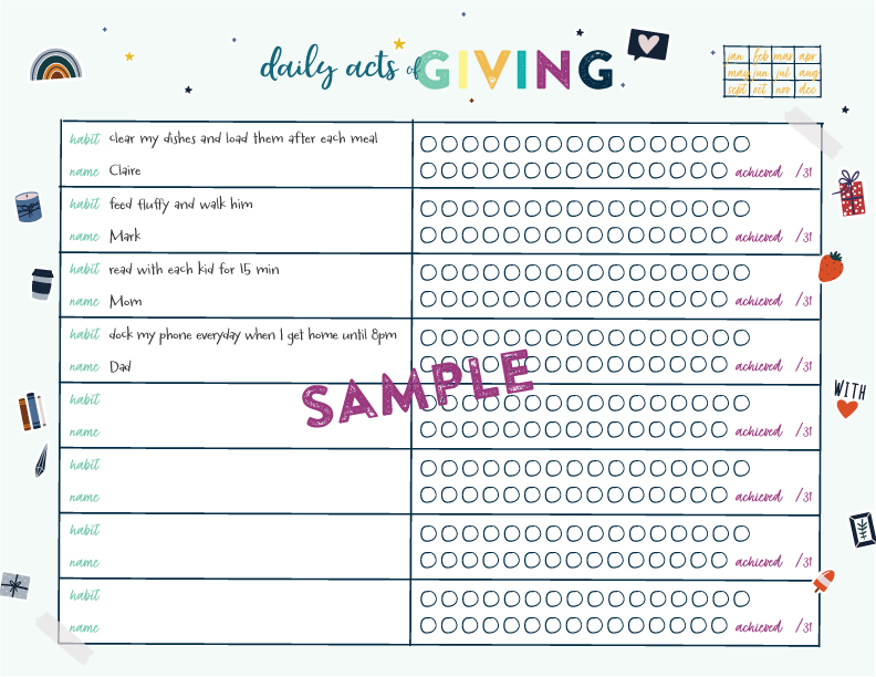 Daily Acts of Giving Habit Tracker
